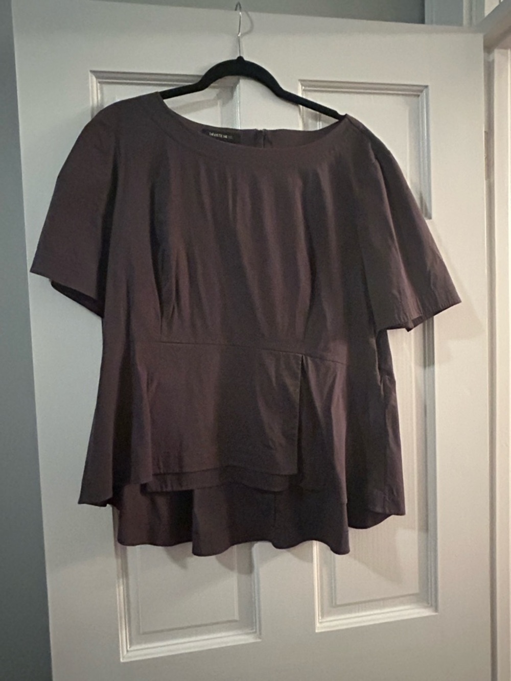 Lafayette 148 New York Layered Short-Sleeve Blouse in Deep Plum 16